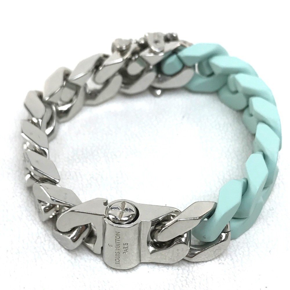 LOUIS VUITTON MP2630 LV Sculpture Chain Bracelet, Ceramic, Women's, Silver, - Picture 2 of 10